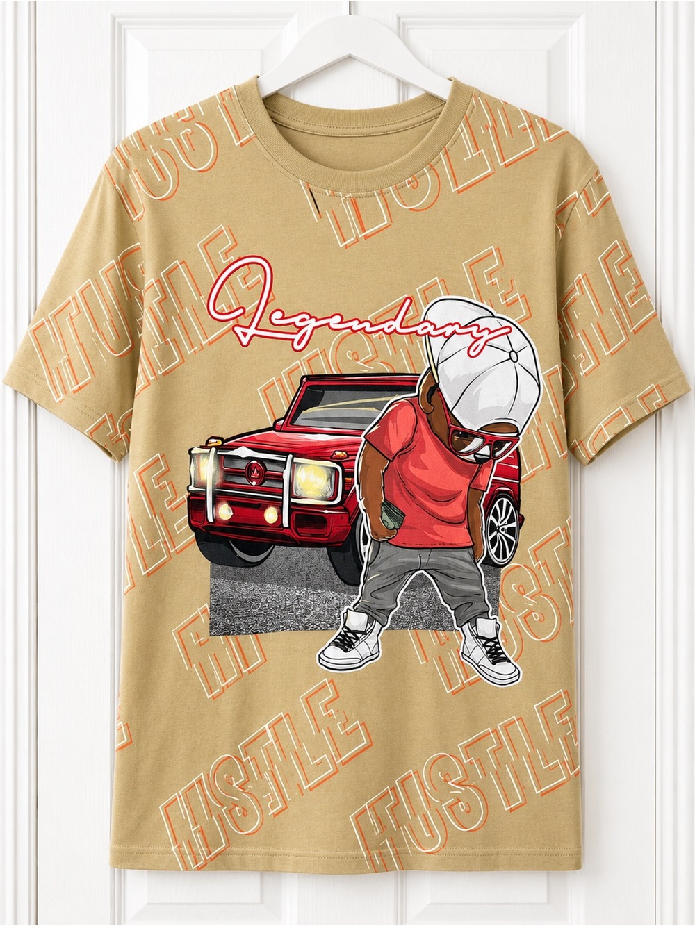 Legendary Hustle Kids Short Sleeve Tee - Tan & Red